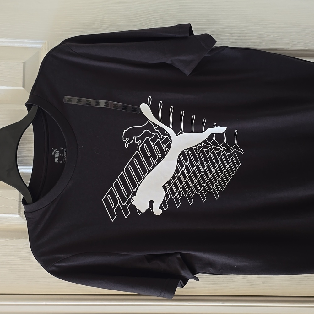 PUMA BRAND SIGNATURE MEN'S BLACK SHORT SLEEVE TEE-SHIRT SIZE MEDIUM